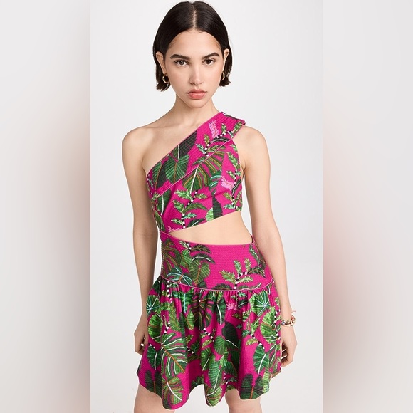 FARM Rio Dresses & Skirts - NWT Farm Rio Pink Leaves Mini Cutout dress